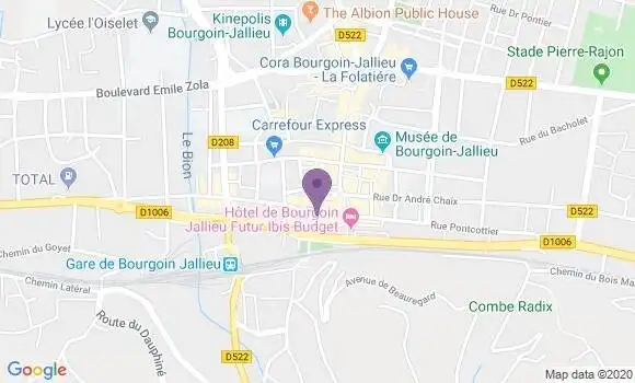 Localisation BNP Paribas Agence de Bourgoin Jallieu