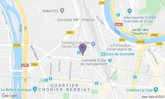Localisation BNP Paribas Agence de Grenoble Europole