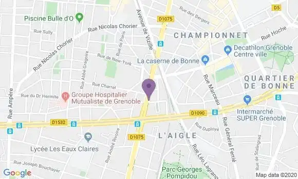 Localisation BNP Paribas Agence de Grenoble Foch