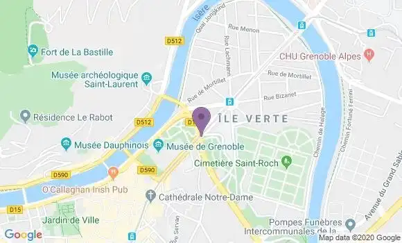 Localisation BNP Paribas Agence de Grenoble Ile Verte