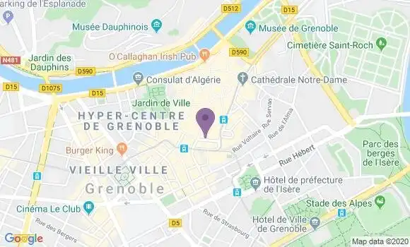 Localisation BNP Paribas Agence de Grenoble Lafayette