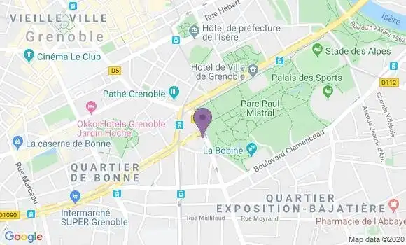 Localisation BNP Paribas Agence de Grenoble Mistral