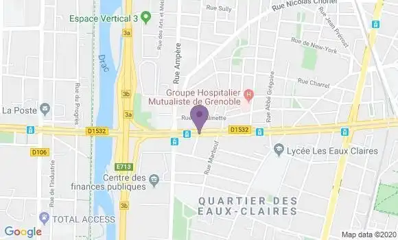 Localisation BNP Paribas Agence de Grenoble Vallier