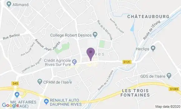 Localisation BNP Paribas Agence de Rives sur Fure