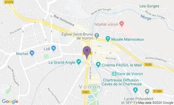 Localisation BNP Paribas Agence de Voiron