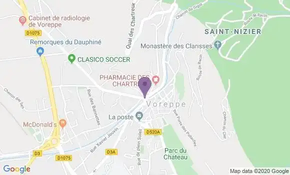 Localisation BNP Paribas Agence de Voreppe