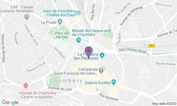 Localisation BNP Paribas Agence de Chambéry Comte Vert