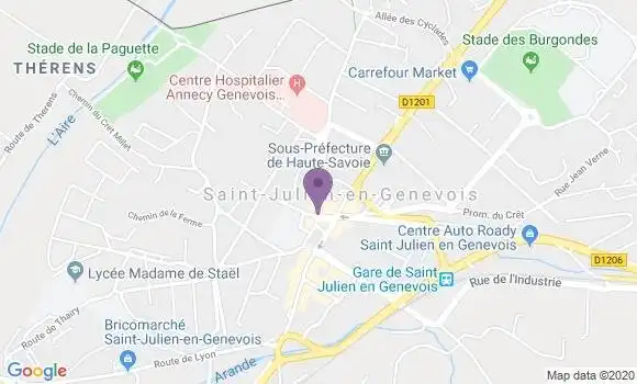 Localisation BNP Paribas Agence de Saint Julien en Genevois