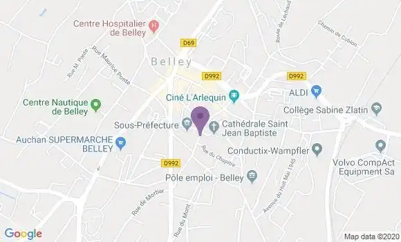 Localisation BNP Paribas Agence de Belley