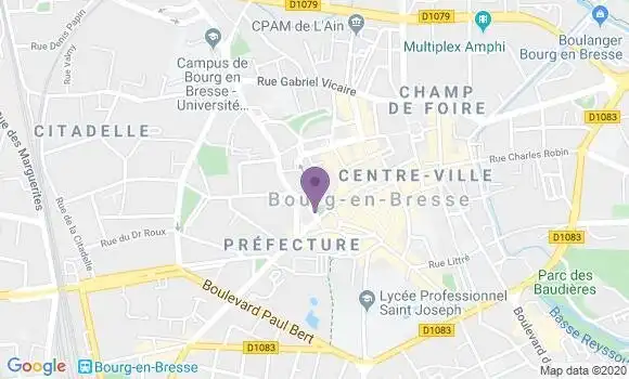 Localisation BNP Paribas Agence de Bourg en Bresse