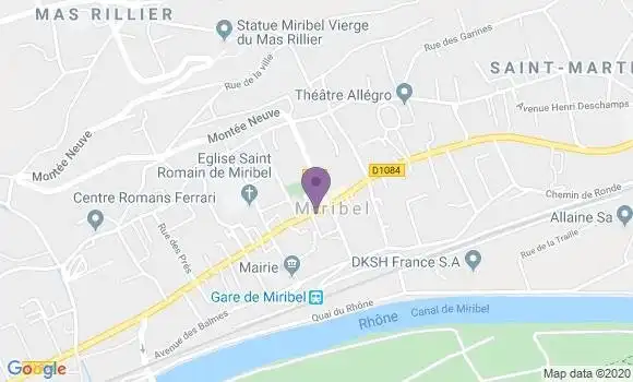 Localisation BNP Paribas Agence de Miribel