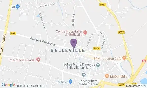 Localisation BNP Paribas Agence de Belleville sur Saône