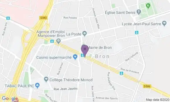 Localisation BNP Paribas Agence de Bron