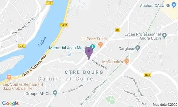 Localisation BNP Paribas Agence de Caluire et Cuire Castellane