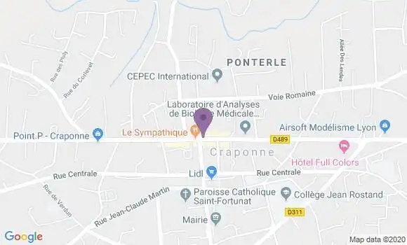 Localisation BNP Paribas Agence de Craponne