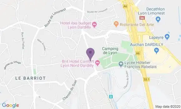 Localisation BNP Paribas Agence de Dardilly