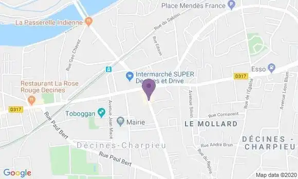 Localisation BNP Paribas Agence de Decines Charpieu
