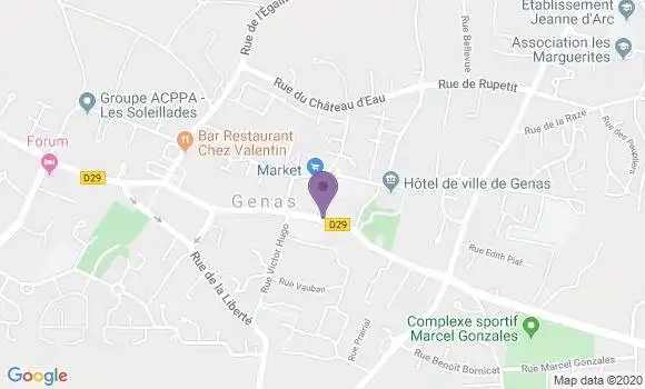 Localisation BNP Paribas Agence de Genas