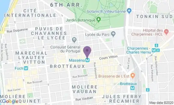 Localisation BNP Paribas Agence de Lyon Cours Vitton