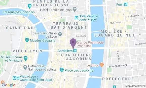 Localisation BNP Paribas Agence de Lyon Grenette