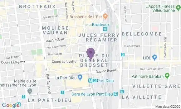 Localisation BNP Paribas Agence de Lyon la Part Dieu