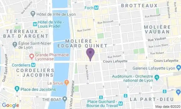 Localisation BNP Paribas Agence de Lyon Lafayette