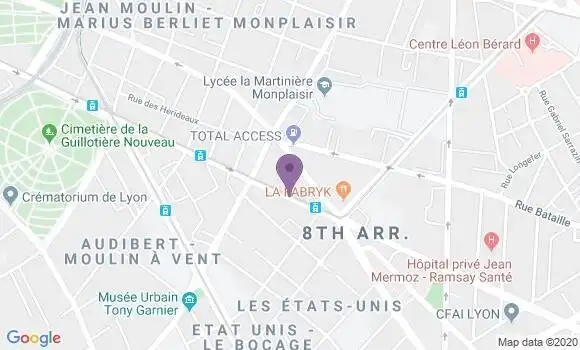 Localisation BNP Paribas Agence de Lyon le Bachut