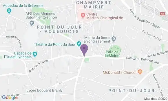 Localisation BNP Paribas Agence de Lyon le Point du Jour
