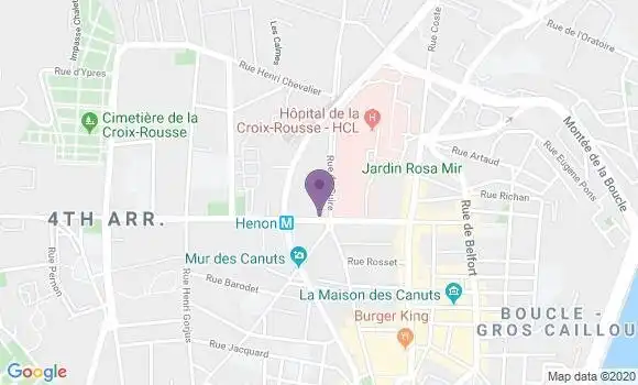 Localisation BNP Paribas Agence de Lyon les Canuts