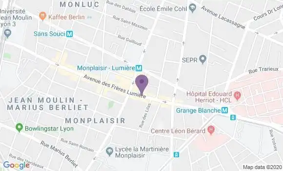 Localisation BNP Paribas Agence de Lyon Monplaisir