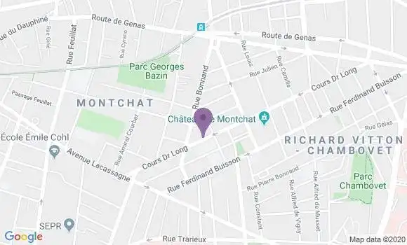 Localisation BNP Paribas Agence de Lyon Montchat