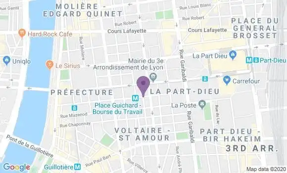 Localisation BNP Paribas Agence de Lyon Place Guichard