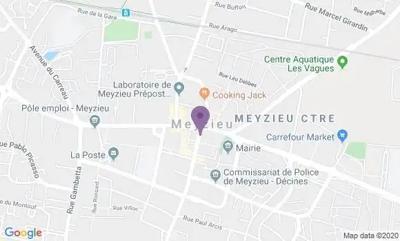 Localisation BNP Paribas Agence de Meyzieu