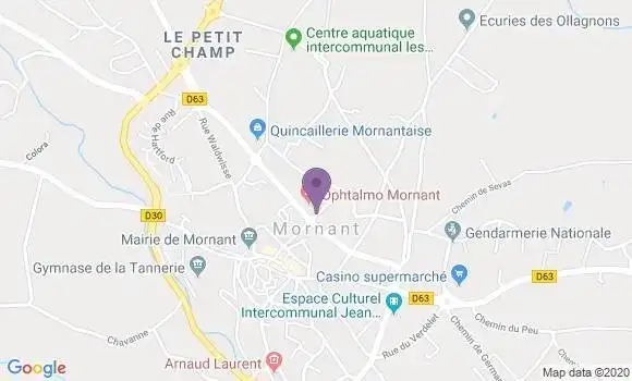 Localisation BNP Paribas Agence de Mornant