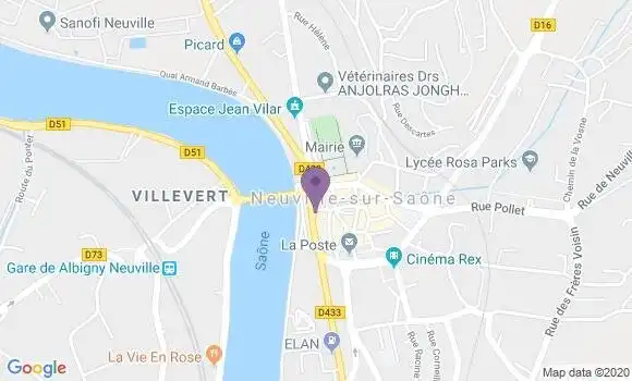 Localisation BNP Paribas Agence de Neuville sur Saône
