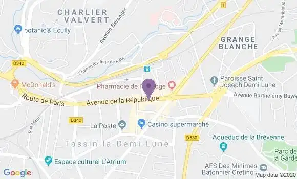 Localisation BNP Paribas Agence de Tassin la Demi Lune République