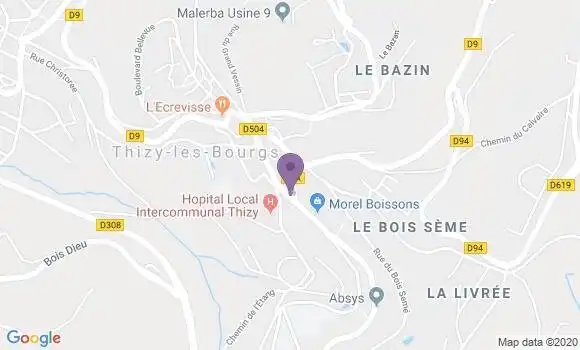 Localisation BNP Paribas Agence de Thizy