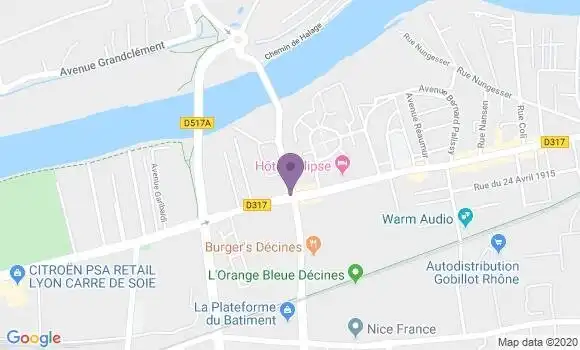 Localisation BNP Paribas Agence de Vaulx en Velin