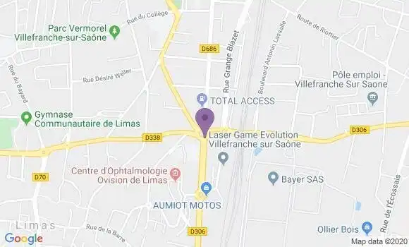 Localisation BNP Paribas Agence de Villefranche Limas