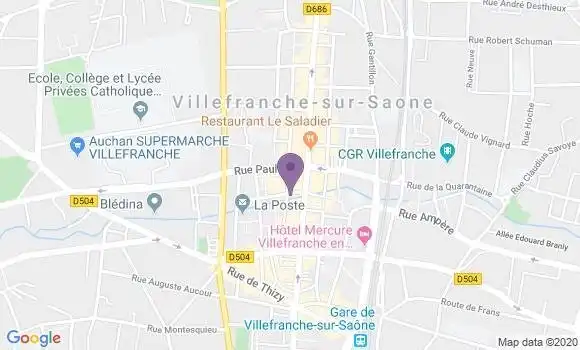 Localisation BNP Paribas Agence de Villefranche sur Saône