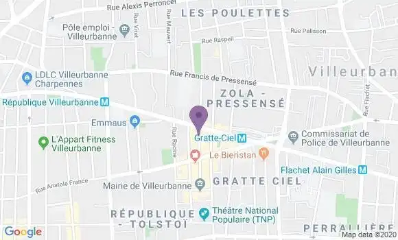 Localisation BNP Paribas Agence de Villeurbanne