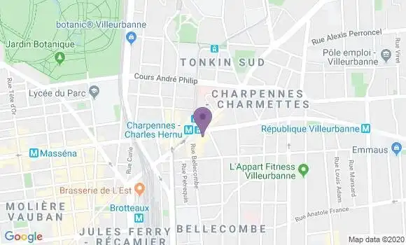 Localisation BNP Paribas Agence de Villeurbanne les Charpennes
