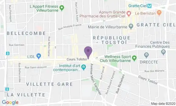 Localisation BNP Paribas Agence de Villeurbanne Place Albert Thomas