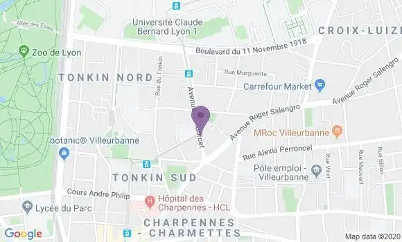 Localisation BNP Paribas Agence de Villeurbanne Place Wilson