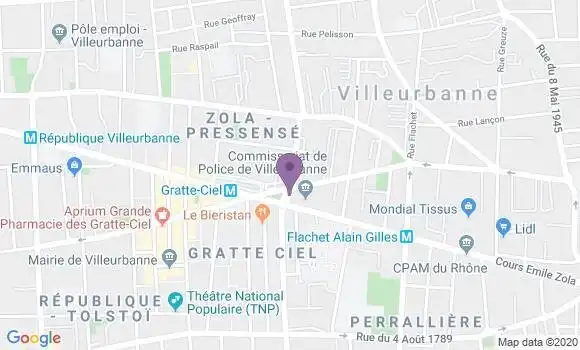 Localisation BNP Paribas Agence de Villeurbanne Zola