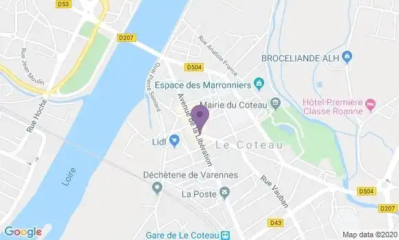 Localisation BNP Paribas Agence de Le Coteau