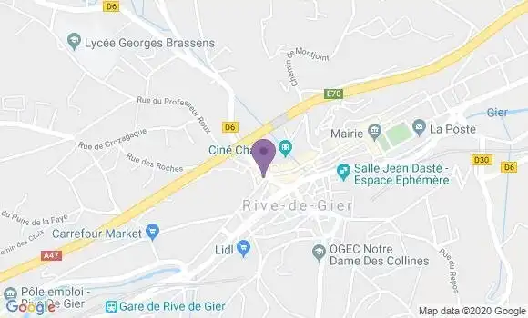 Localisation BNP Paribas Agence de Rive de Gier