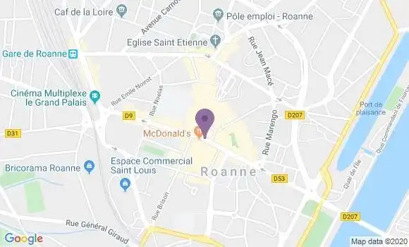 Localisation BNP Paribas Agence de Roanne