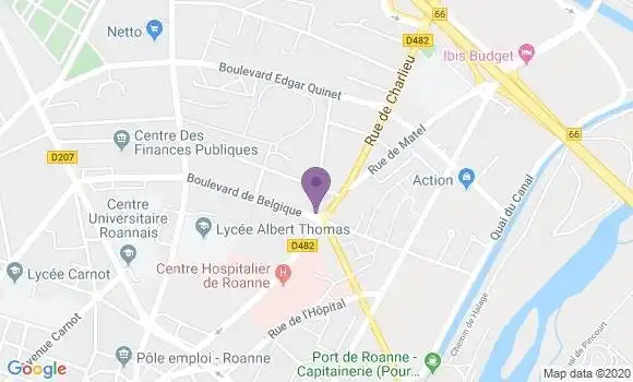 Localisation BNP Paribas Agence de Roanne Matel