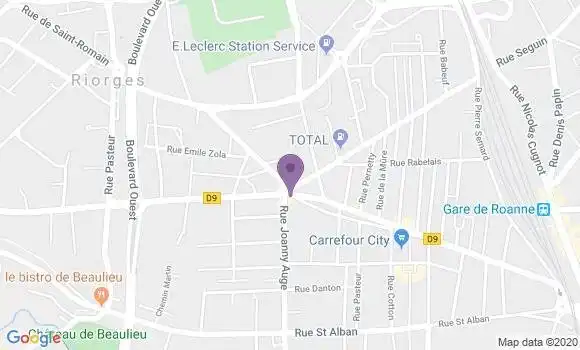 Localisation BNP Paribas Agence de Roanne Mulsant
